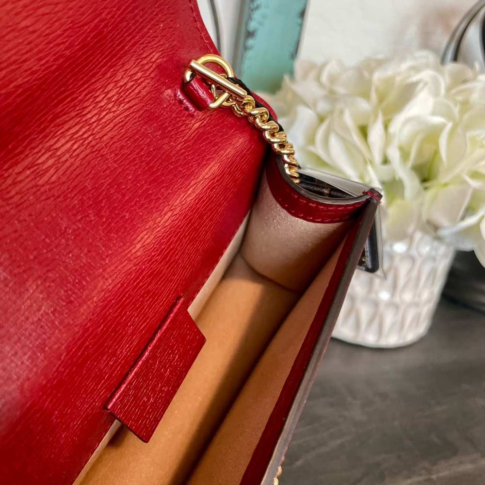Gucci Red Sylvie Super Mini w/Gold Shoulder Chain - Picture 9 of 11